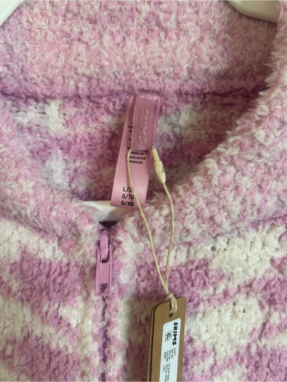 NWT Skims Cozy Knit Zip Up in Petal Houndstooth - Picture 8 of 9